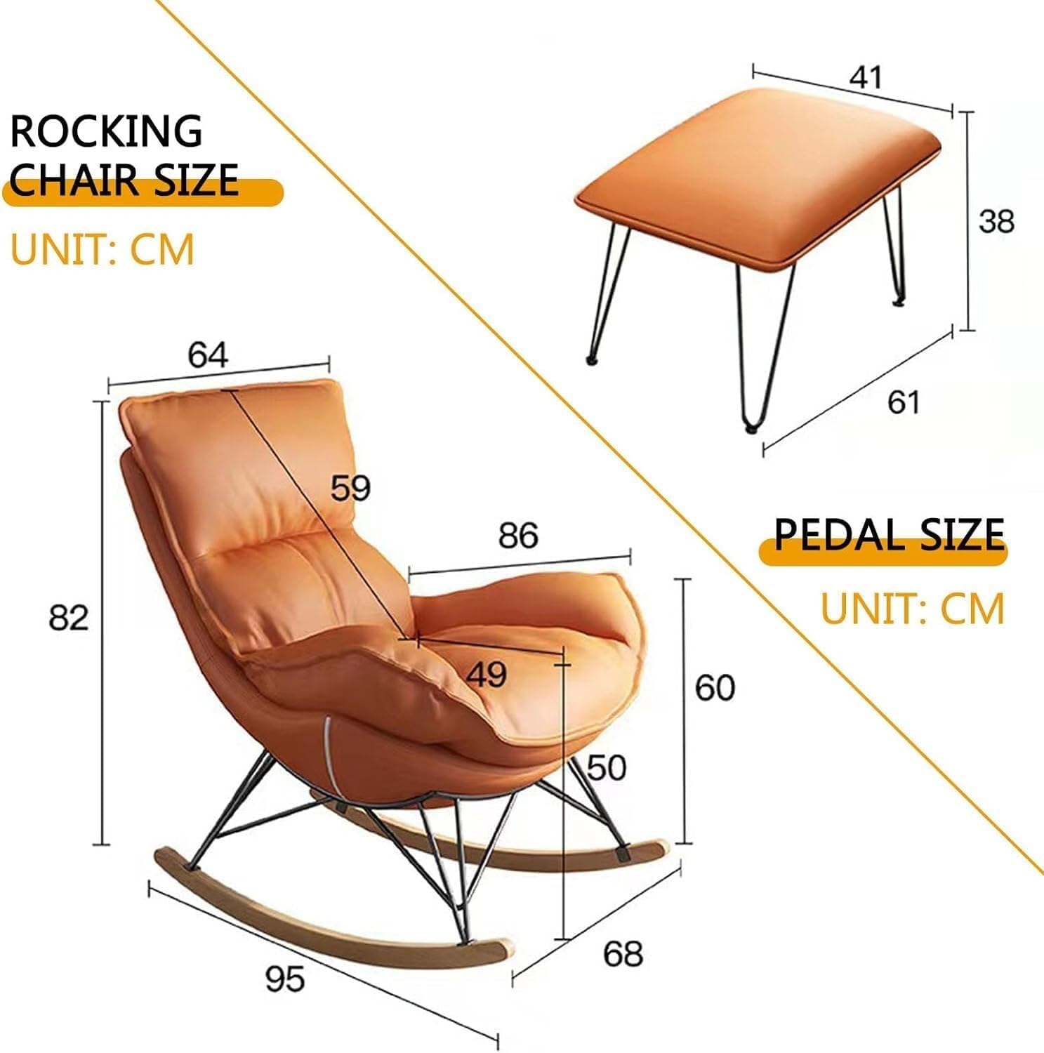 Home Living Room Bedroom Rocking Chair with High Backrest,Rocking Chair Adult Lazy Sofa Can Recline,Comfortable Living Room Rocking Chair with Footstool,A,One Size