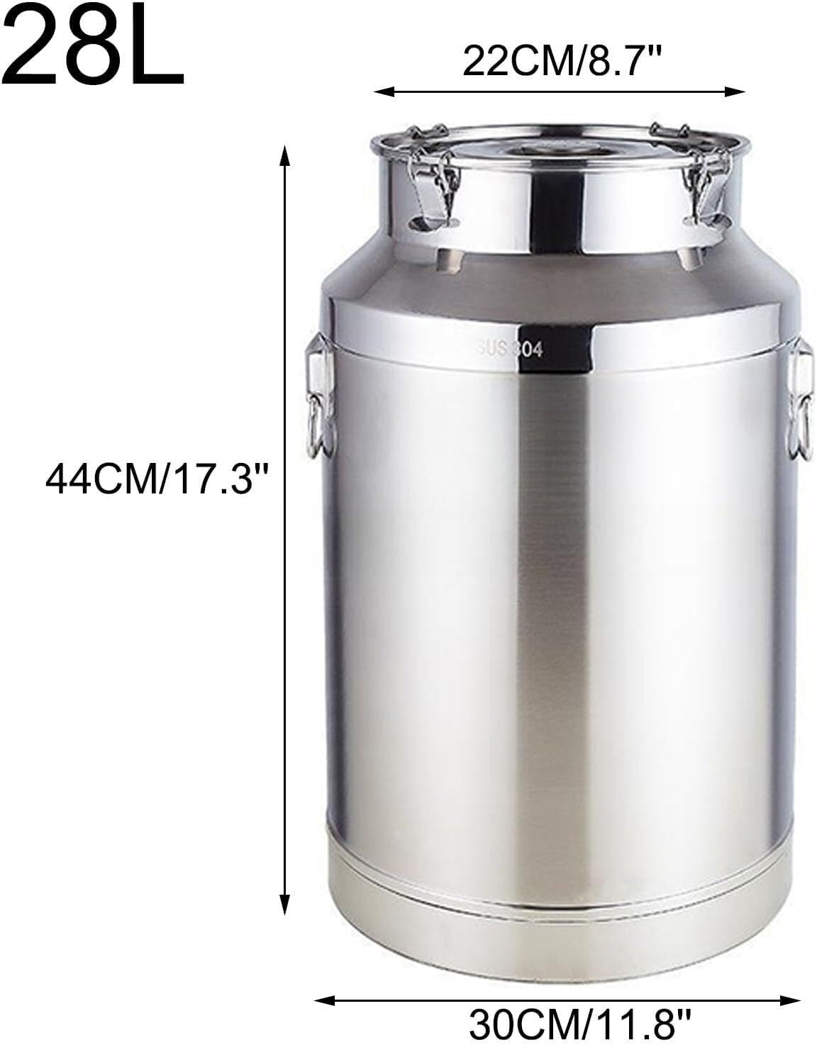 304 Stainless Steel Milk Can, Heavy Duty Milk Bucket Airtight Storage Canister Transport Can, Wine Pail Oil Barrel Tote Jug with Sealed Lid for Liquid Solid Storage(9.25Gal/35L)