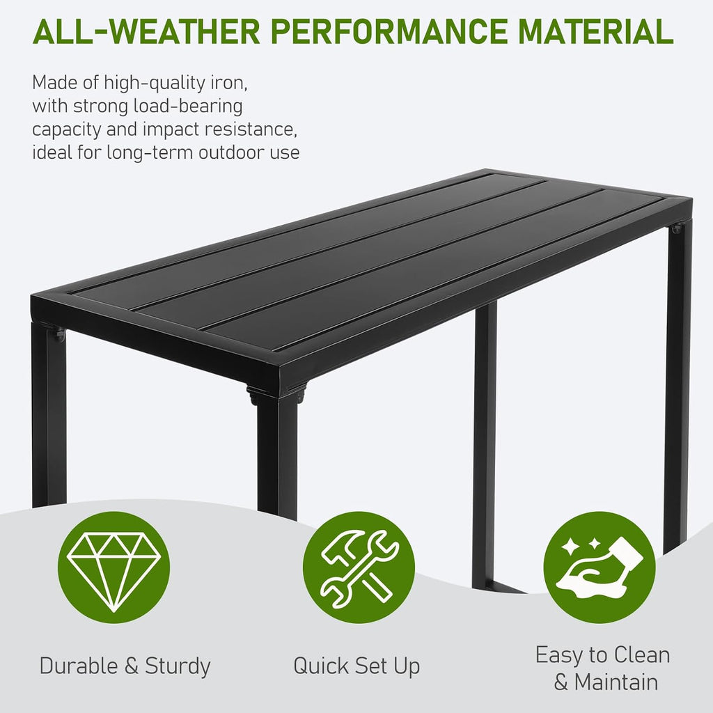 Outvita Outdoor Bar Table, Heavy Duty 40" Metal Table for Balcony Bistro | Waterproof Sturdy Frame Adjustable Foot for Hot Tub Patio Backyard Balcony Hallway Rectangle Black Heavy Duty Counter Height