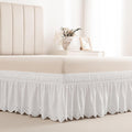 Eyelet Bed Skirt, Ruffled Design, 15 Inch Drop, Embroidered Scalloped Edge, Soft and Stylish, Easy On/Off Dust Ruffle (White,Full 54"x75")