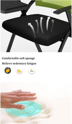 Ergonomic Folding Conference Chair with Right Handed Tablet Arm Breathable Mesh and Padded Fabric Seat Ideal(Orange)