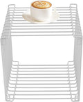 Side Table, Square Geometry Side Table, Linear Metal End Table for Living Room, Bedroom, Small Spaces (Silver)