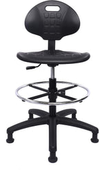 Heavy Duty Durable Drafting Stool - Easy to Clean! Ergonomic Polyurethane Chair. Seat Height Adjustable w/Footring for Home, Automotive, Lab, Cleanroom (Non-Rolling Glides, Tall Stool).