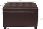 Asense 24-Inch Storage Ottoman Bench,Foot Stool Ottoman with Storage, Faux Leather Upholstered Foot Rest Seat with Safety Hinge,Wood Legs Stool for Living Room, Bedroom,Entryway,Chocolate Brown