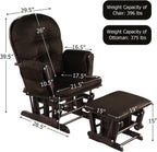 Solid Wood Construction, Incredibly Smooth Quiet Gliding, Soft Skin-Friendly Fabric, Baby Nursery Relax Rocker Rocking Chair Glider and Ottoman Set Super Soft Cushion, Extra Storage Pocket, Brown