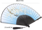 Folding Hand Fan, Material Smooth Opening Closing Lightweight Foldable, with Hollow Out Design, for Wedding Party Gift Dance Props Home Office Decoration (Blue)