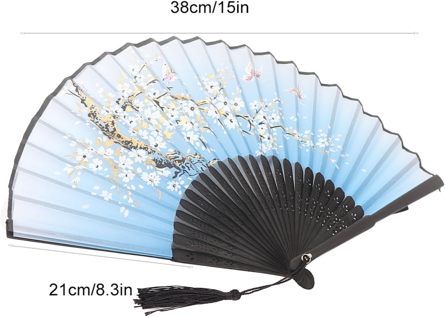 Folding Hand Fan, Material Smooth Opening Closing Lightweight Foldable, with Hollow Out Design, for Wedding Party Gift Dance Props Home Office Decoration (Blue)