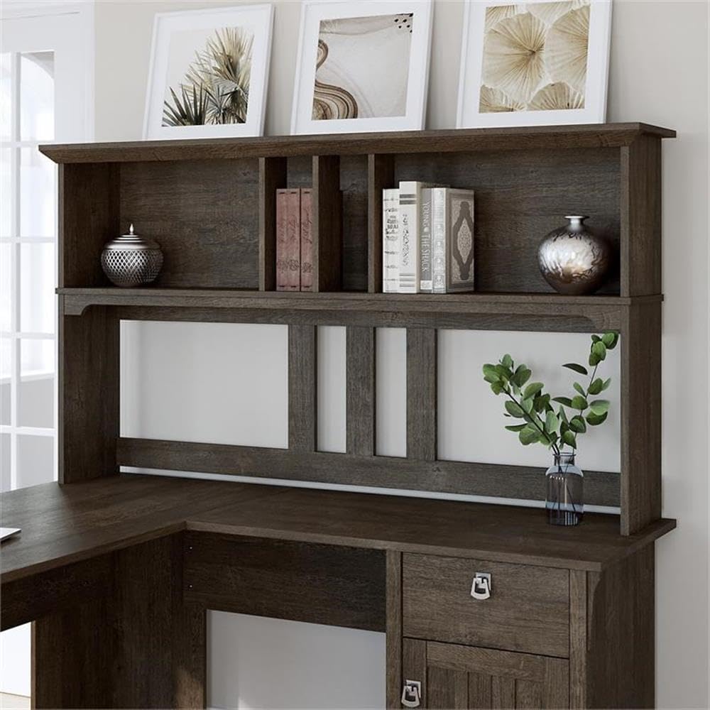 Bush Home Salinas 60W Hutch for L Shaped Desk in Ash Brown