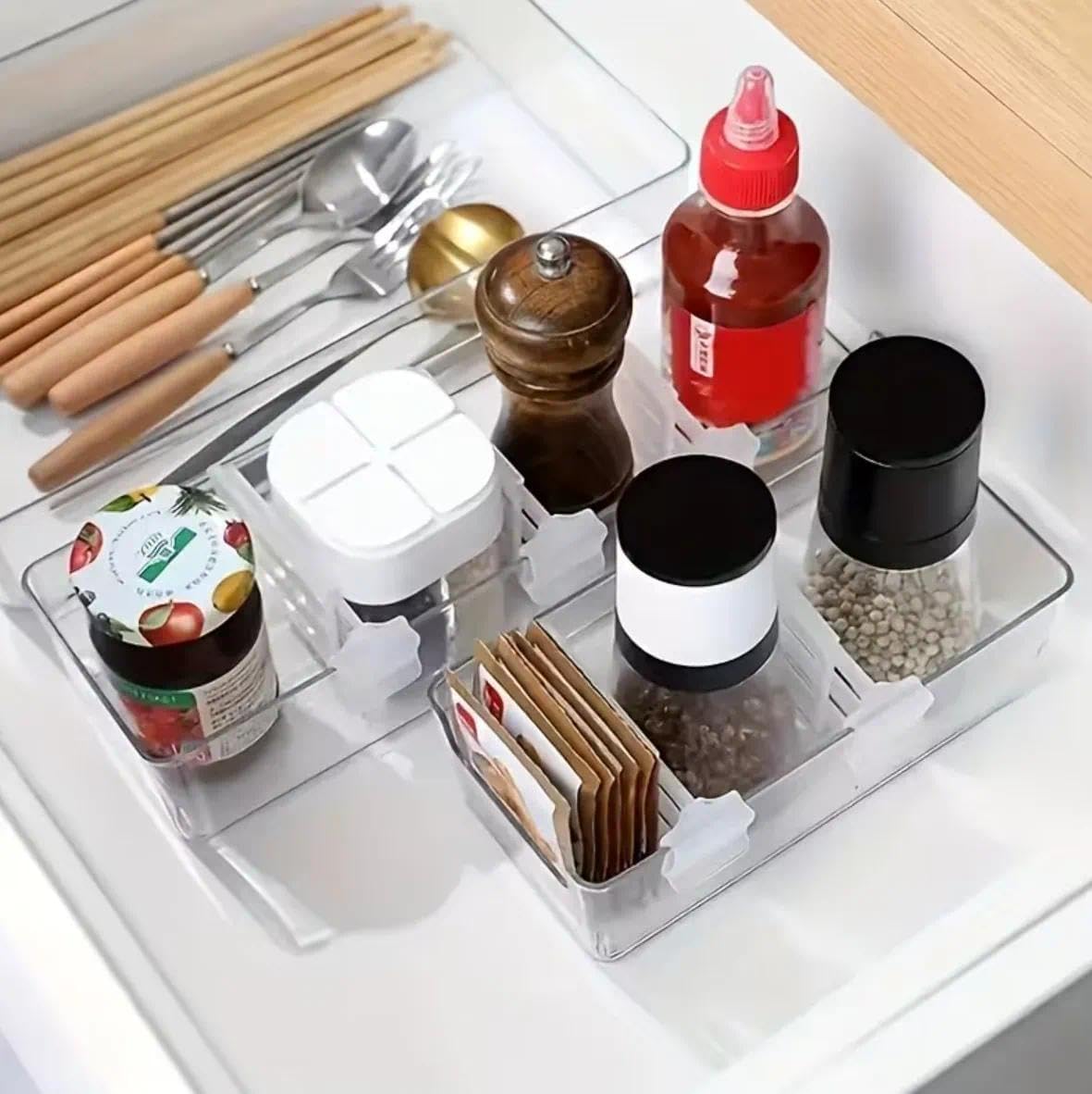 10 Pcs Thick Adjustable Transparent Refrigerator Side Door Organizers, Multifunctional Storage Space Saver Bins
