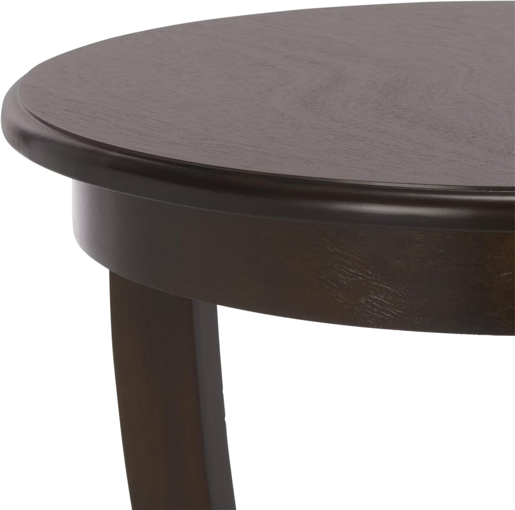 SAFAVIEH Furniture - Mary Pedestal Table - Dark Chocolate - Solid Wood - Farmhouse Pedestal Design - Ideal for Living Room, Entryway, Home Office, 18.1" W x 18.1" D x 26" H (AMH5711F)