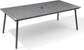 83" Patio Outdoor Dining Table for 6-8, Weather-Resistant Aluminum Frame with Wood-Grain Top & Umbrella Hole for Deck Gatherings, Grey