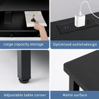 Edbuosy 27" Wide Nightstand with Charging Station & 3 Drawer, Black | Small Dresser for Closet, 2 AC Outlets & 2 USB Ports, Open Shelf, Adjustable Feet, Wood Nightstand for Living Room or Bedroom