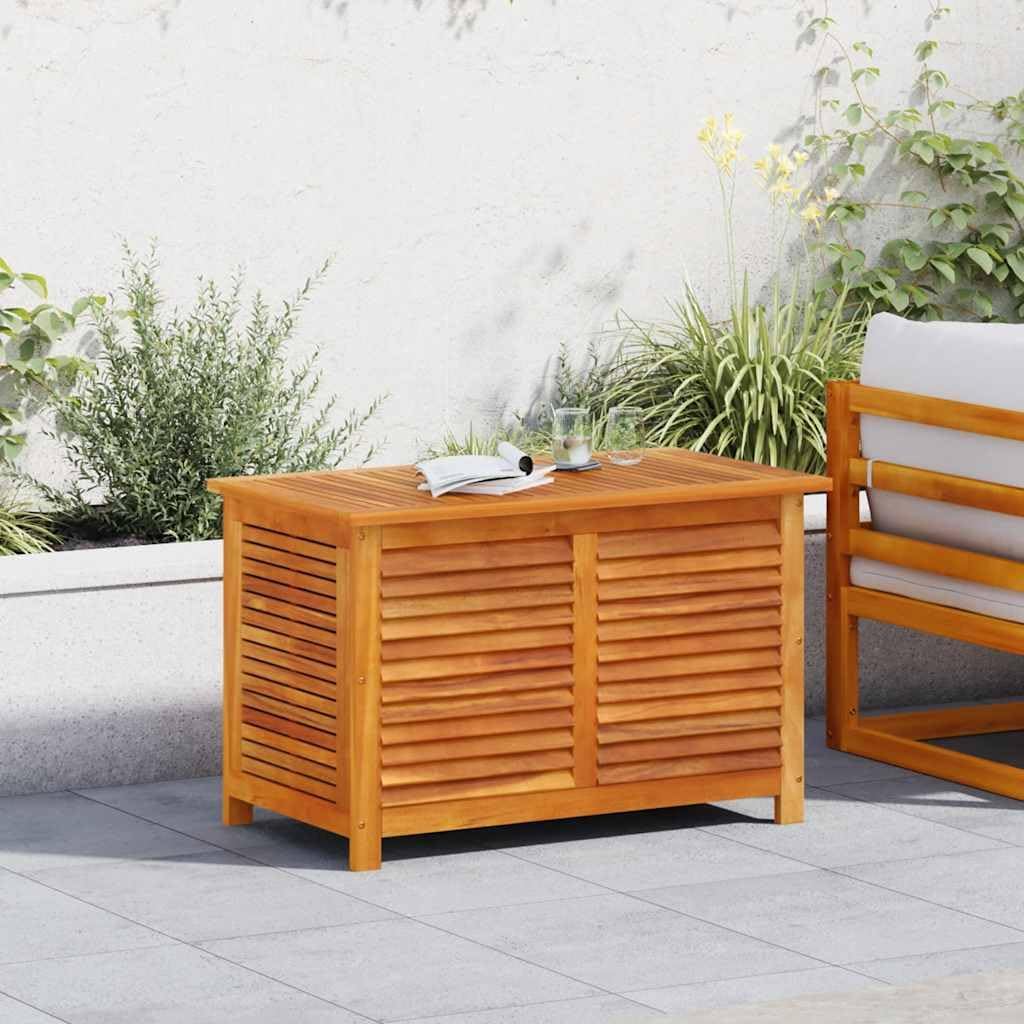 Garden Storage Box with Louver Solid Wood Acacia 35.4"x19.7"x22" Outdoor Patio Deck Cushion Container Bench for Backyard Pool Toy Organizer Weather Resistant