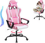 Gaming Chair 188 P, Modern Pink Ergonomic High Back PC Computer Gaming Chair with Lumbar Support, Adjustable Height, 360 Swivel, Executive Style, PU Leather, 300 lb Capacity