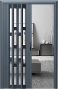 Foldable Sliding Barn Door Style Gray Aluminum Accordion Door for Bedroom Kitchen Bathroom Living Room Hallway Closet 73x80in