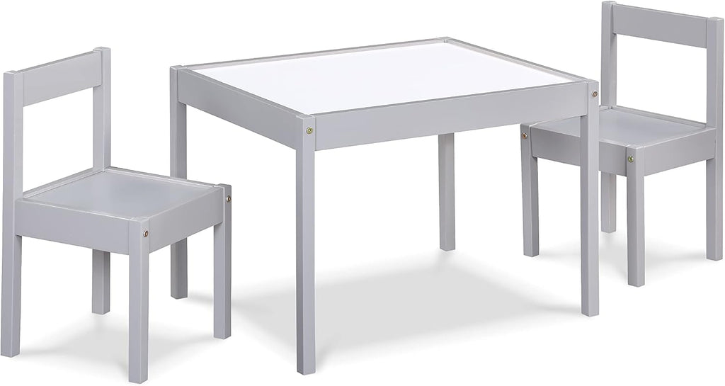 3 Pcs Dry Erase Table Two Chair Set, Gray