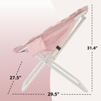 Urban Lifestyle Printed Back Micromink Saucer™ Chair with White Legs and Side Storage Pocket, Pink and White Check