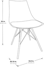 OSP Home Furnishings Oakley Mid-Century Modern Bucket Dining Chair with Faux Leather Padded Seat, Black
