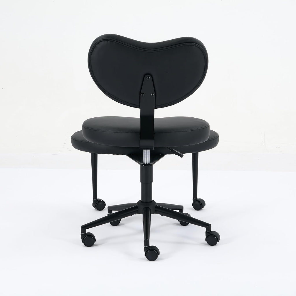 Meditation Chair Plus, Cross Legged Chair with Wheels, ADHD Chair, Criss Cross Desk Chair with Lumbar Support and Adjustable Stool, Flexible Design for Fidgety Sitters, Black PU
