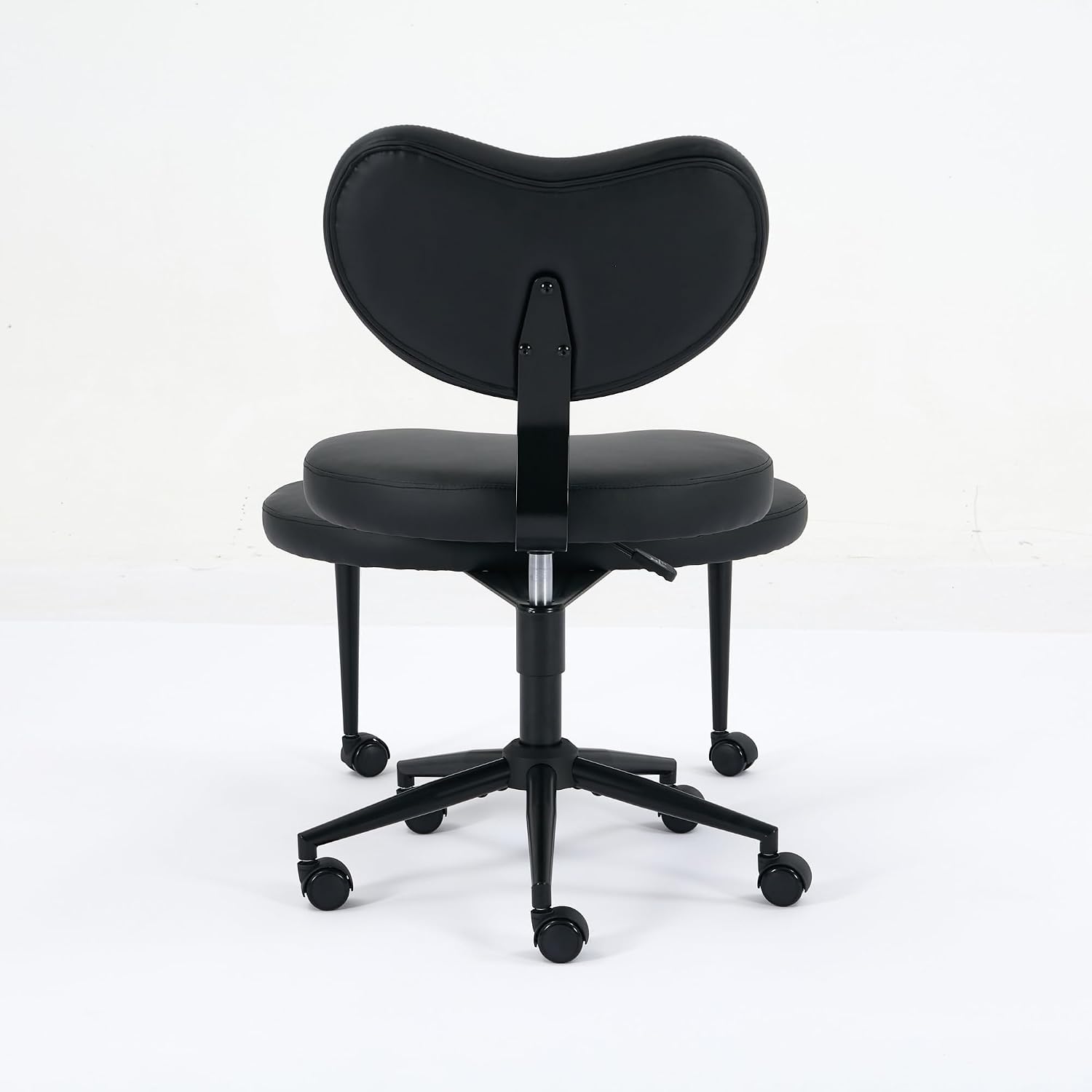 Meditation Chair Plus, Cross Legged Chair with Wheels, ADHD Chair, Criss Cross Desk Chair with Lumbar Support and Adjustable Stool, Flexible Design for Fidgety Sitters, Black PU