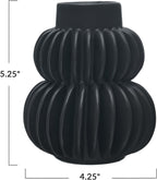 Bloomingville Decorative Pleated Stoneware Vase, Black