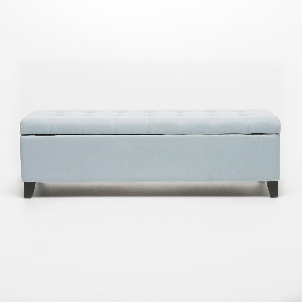 Storage Ottoman Bench, End of Bed Ottoman Bench Legs, Upholstered Entryway Storage Bench, for Bedroom, Living Room, Holds up to 250 lb, Beige (Light Sky)