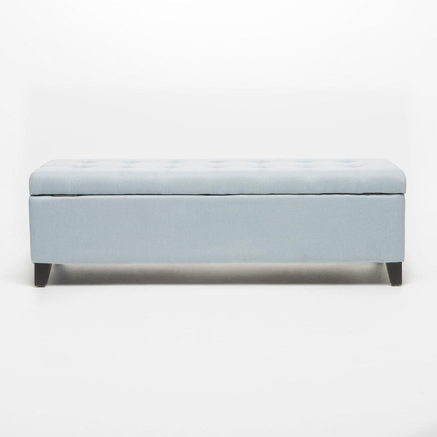 Storage Ottoman Bench, End of Bed Ottoman Bench Legs, Upholstered Entryway Storage Bench, for Bedroom, Living Room, Holds up to 250 lb, Beige (Light Sky)