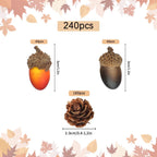 YIYA 240PCS Pine Cones Decoration Thanksgiving Artificial Acorns Christmas Natural Mini Pine Cones Acorns Ornaments for Fall Wedding Decor Christmas Decor Thanksgiving Decor Fall Decor