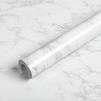Abyssaly Marble Contact Paper for Countertops, White Gray Faux Marble Wallpaper Peel and Stick, Self Adhesive Removable Waterproof Wall Paper for Kitchen Backsplash 23.6" x 393.7"