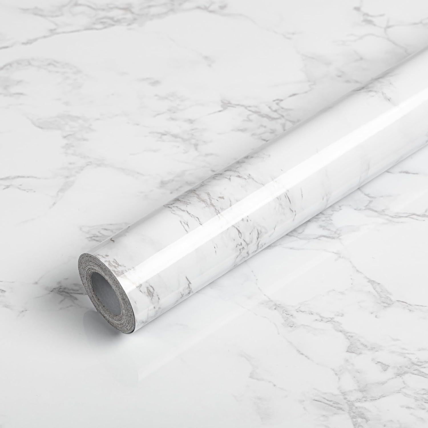 Abyssaly Marble Contact Paper for Countertops, White Gray Faux Marble Wallpaper Peel and Stick, Self Adhesive Removable Waterproof Wall Paper for Kitchen Backsplash 23.6" x 393.7"