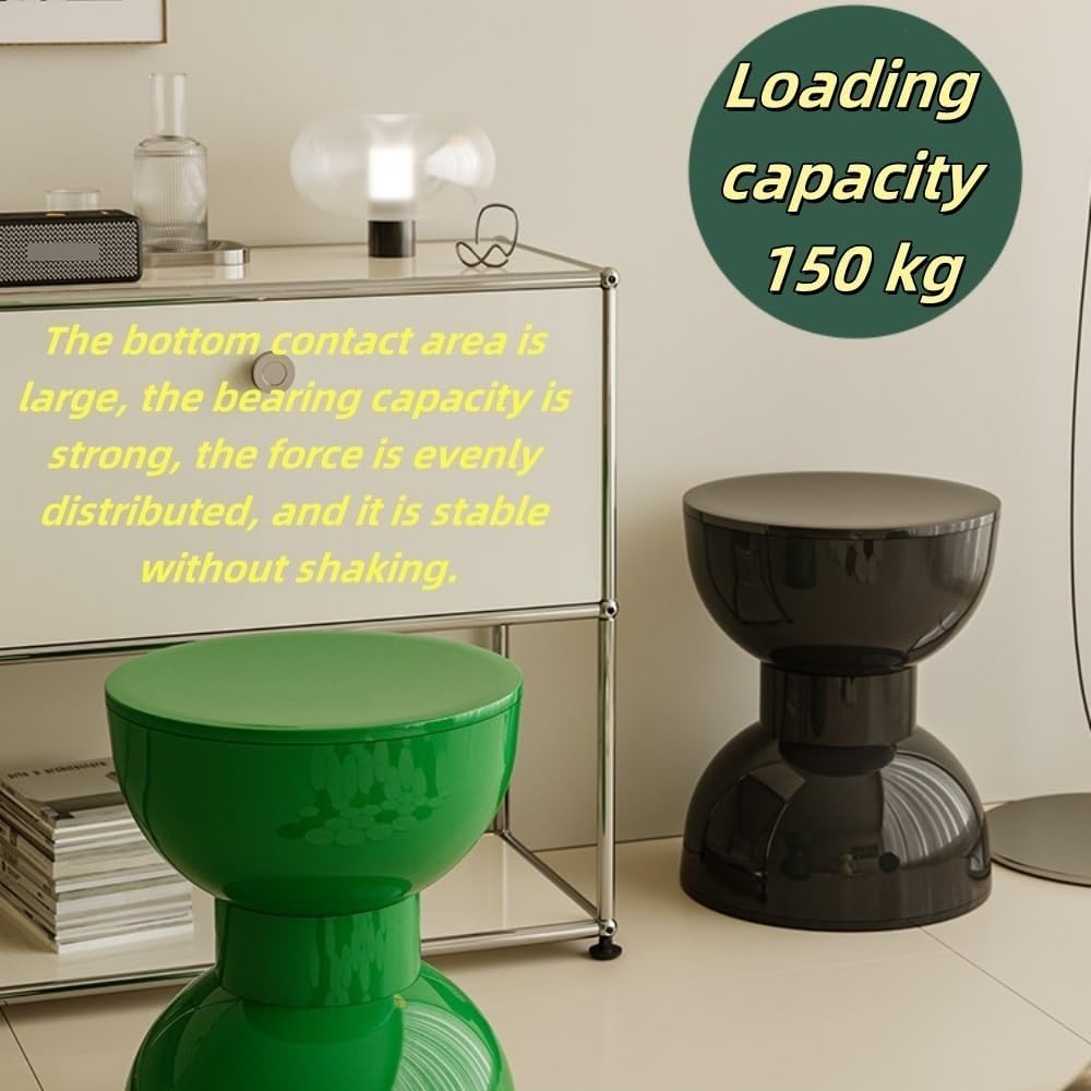 Nightstand Bedside Table Side End Table Playful Hourglass Sleek and Practical Plastic Stool Multifunctional Bedroom Suitable for Entryway Bedroom Living Room Green