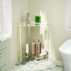 Clear Triangle Acrylic Side Table Set of 2 for Small Space, 11.81" L x 11.81" W x 19.82" H, 2-Tier Corner Shelf Stand End Table for Living Room Bedroom, Corner Rack Storage Shelf for Bathroom