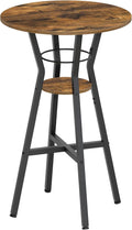 YATINEY Bar Table, 2-Tier Round High Top Table, Pub Table, Home Bar Counter Height Tables, Bistro Tables, for Kitchen, Living Room, Meeting Room, Pub, Rustic Brown and Black BT03BR