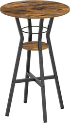 YATINEY Bar Table, 2-Tier Round High Top Table, Pub Table, Home Bar Counter Height Tables, Bistro Tables, for Kitchen, Living Room, Meeting Room, Pub, Rustic Brown and Black BT03BR