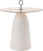 Christopher Knight Home Bruce Modern Coffee Table, Round Side Table with Glass Top and Metal Base, Living Room Sofa End Table, Brown+White