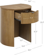 Nathan James Shay Solid Wood Nightstand, Modern Bedside Table with Drawer, Contemporary Rounded Nightstand Table for Bedroom, Light Brown Set of 2