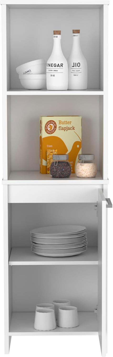 Kitchen Pantry, Two External Shelves, Single Door Cabinet, Two Interior Shelves for Kitchen,Dining Room,White,17.7 * 15.7 * 15.7