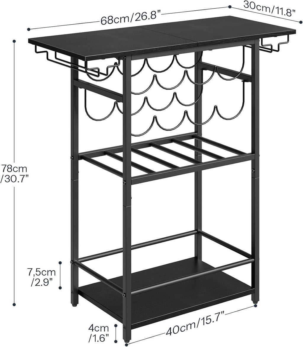 HOOBRO 5-Tier Wine Rack with Glass Holder, Wine Storage Freestanding Floor, Versatile Corner Liquor Cabinet, Alcohol Bottle Display Shelf for Home Bar, Kitchen, Living Room, Black BB68JJ01