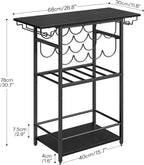 HOOBRO 5-Tier Wine Rack with Glass Holder, Wine Storage Freestanding Floor, Versatile Corner Liquor Cabinet, Alcohol Bottle Display Shelf for Home Bar, Kitchen, Living Room, Black BB68JJ01