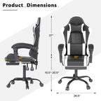 OS MOTOR Gaming Chair with Headrest and Lumbar Support, Ergonomic High Back Office Chair, Racing Style Executive Computer Desk Chair, Leather Adjustable Swivel Task Chair for Home Office (White)