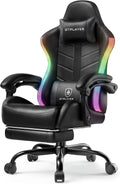 GTPLAYER Gaming Chair, Ergonomic Computer Office Chairs for Adults with Footrest, Height Adjustable, Linkage Armrests, 90-155° Recline & Headrest Lumbar Support, RGB Black