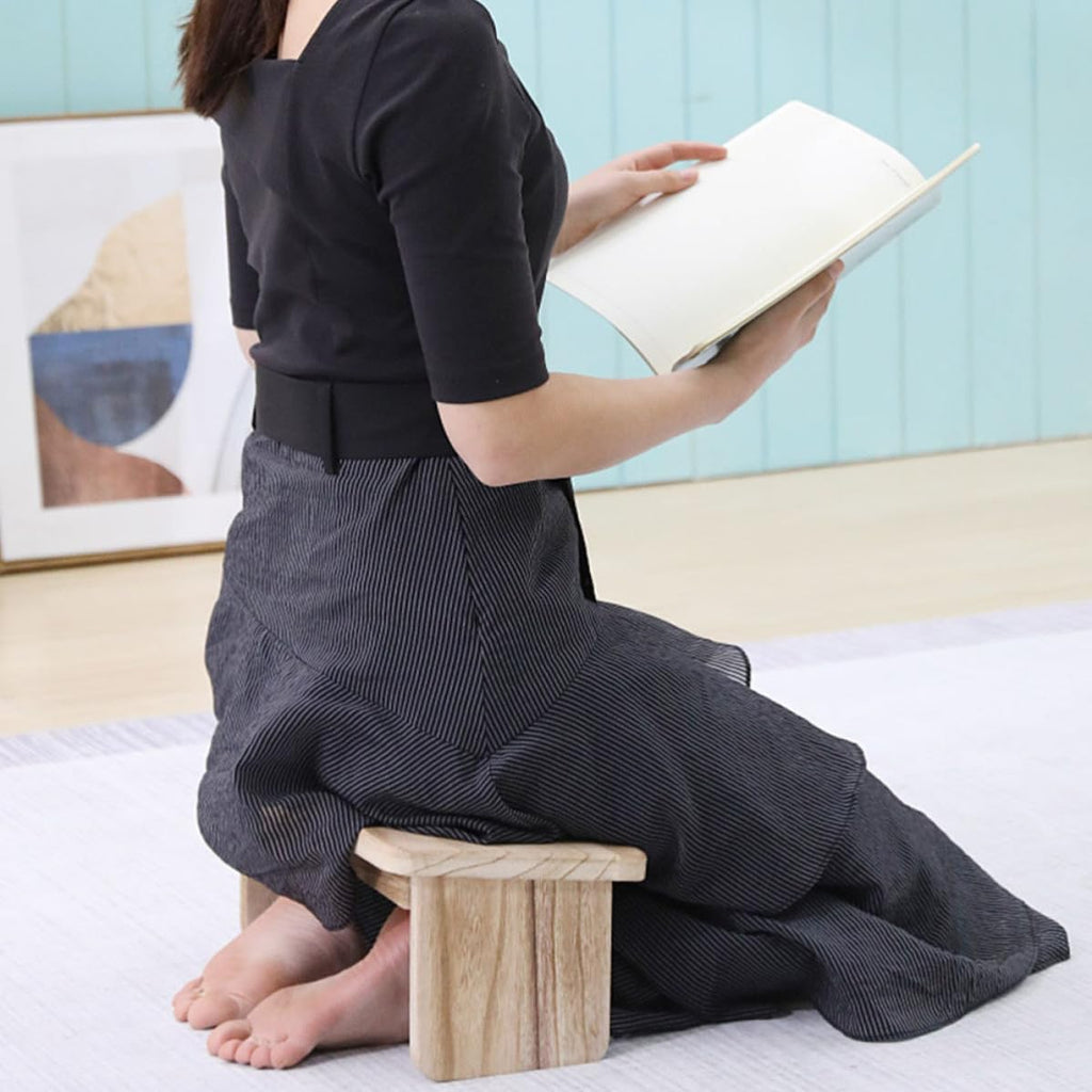 Ipetboom Portable Meditation Wood Stool Foldable Kneel Sit Stool with Non-Skid Design More Focused Attention, for Meditation Class and Park Use