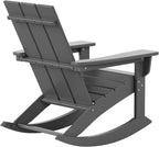 HDPE Shoreside Modern Rocking Poly Adirondack Chair,Gray