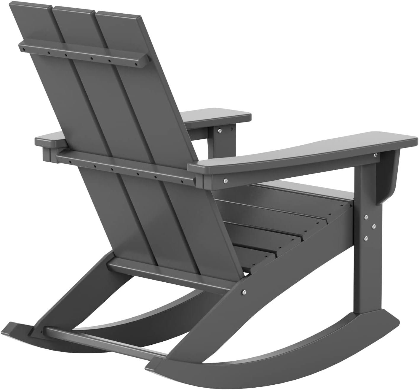 HDPE Shoreside Modern Rocking Poly Adirondack Chair,Gray