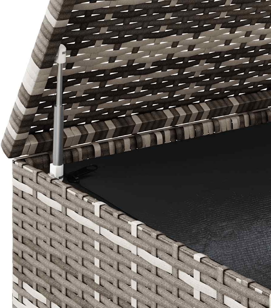 39.4x19.3x40.7 in Grey PE Rattan Cushion Box with Gas Lift, Weather-Resistant Outdoor Storage Bench for Patio Garden Deck