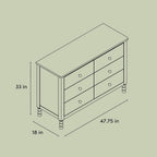 Storkcraft Rio 6 Drawer Dresser, Hazelnut | GREENGUARD Gold Certified, Wood Dresser for Kids Bedroom, Kids & Nursery Storage Chest, Safety Interlocking Drawers, Nursery