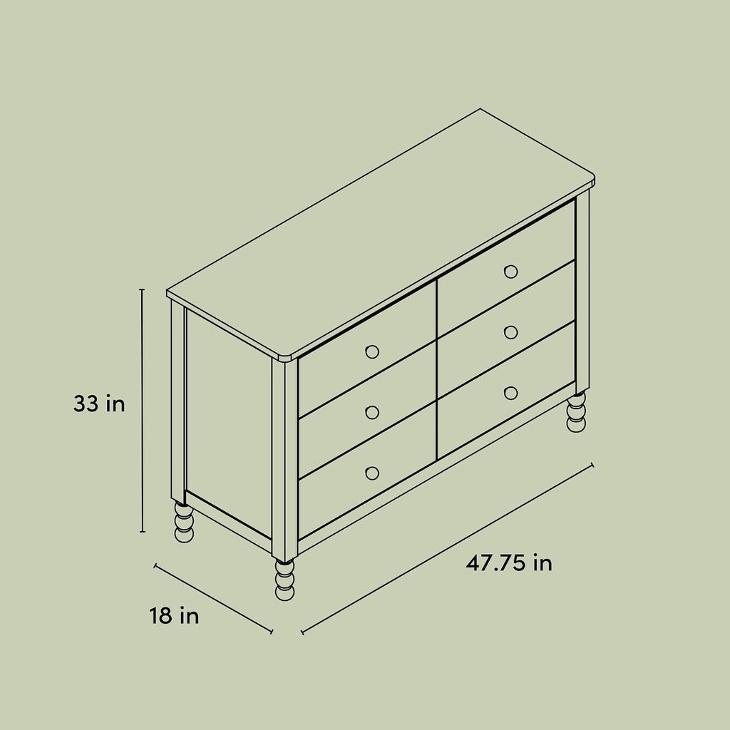 Storkcraft Rio 6 Drawer Dresser, Hazelnut | GREENGUARD Gold Certified, Wood Dresser for Kids Bedroom, Kids & Nursery Storage Chest, Safety Interlocking Drawers, Nursery
