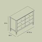 Storkcraft Rio 6 Drawer Dresser, Hazelnut | GREENGUARD Gold Certified, Wood Dresser for Kids Bedroom, Kids & Nursery Storage Chest, Safety Interlocking Drawers, Nursery