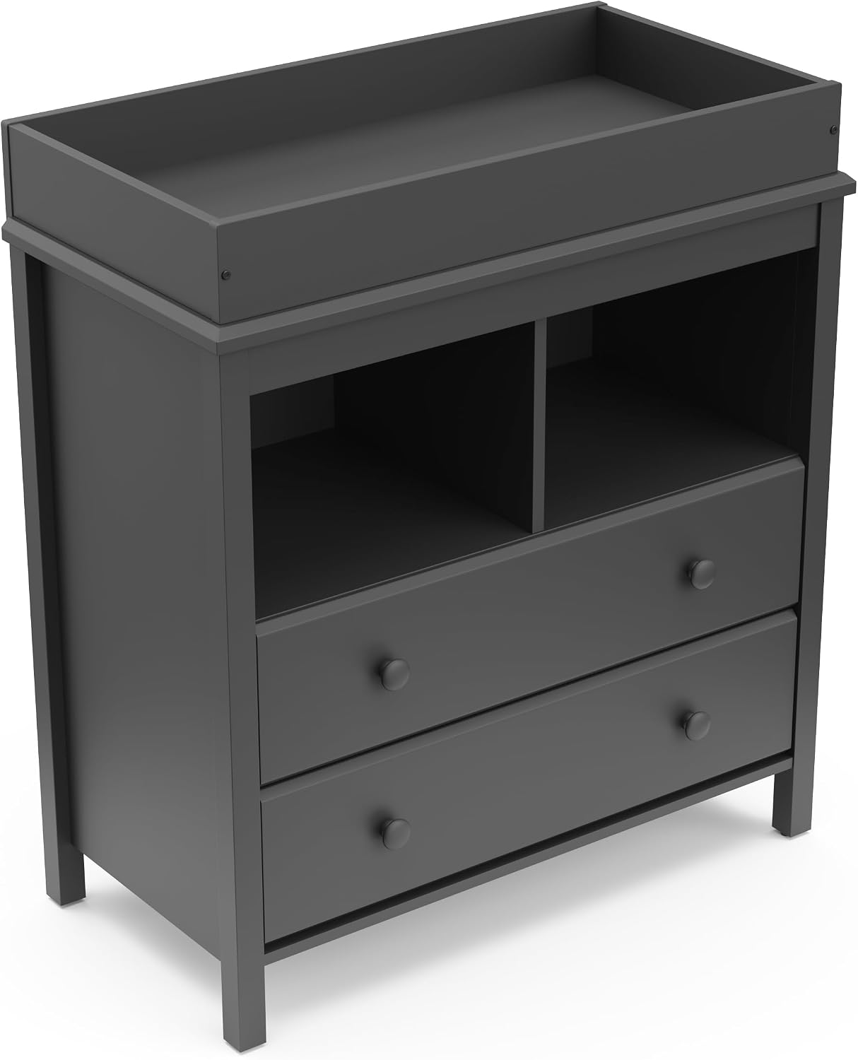 Storkcraft Alpine 2 Drawer Changing Table Chest, Gray | GREENGUARD Gold Certified, Dresser for Nursery, Changing Table with Drawers, Removable Changing Table Topper