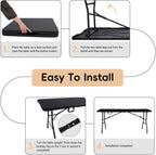 pollilar Folding Table 6FT Heavy Duty Portable Plastic Foldable Table Black | 6 Foot Fold-in-Half Utility Desk for Outdoor Camping Party Dining Wedding Events Picnic Indoor Working Meeting Banquet BBQ